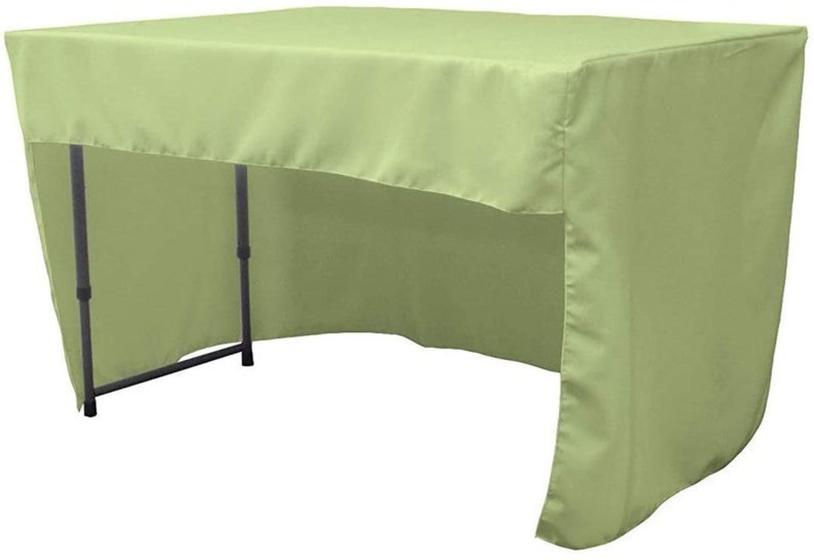 Fitted Tablecloth with Open Back Design- Poplin Fitted Table 72" Long x 30" Wide x 30" High Stain and Wrinkle Resistant Table Cover Fabric