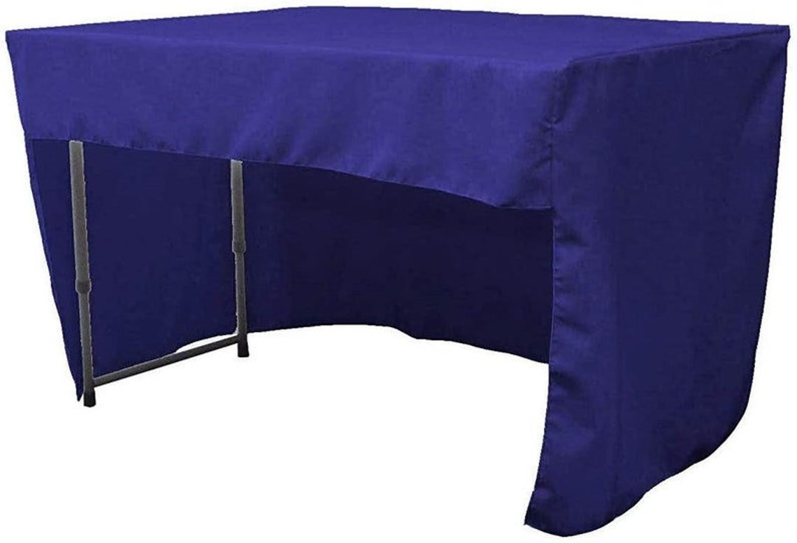 Fitted Tablecloth with Open Back Design- Poplin Fitted Table 72" Long x 30" Wide x 30" High Stain and Wrinkle Resistant Table Cover Fabric