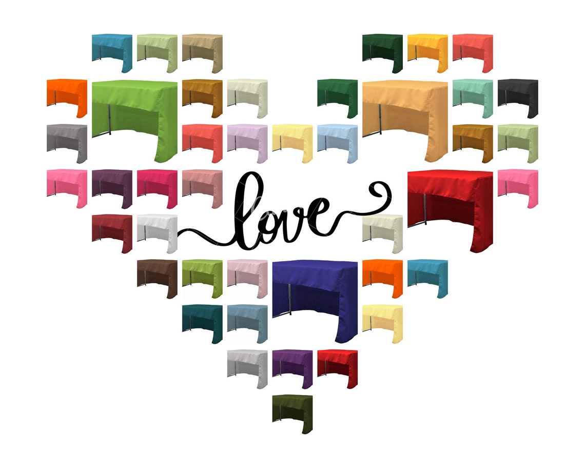 Fitted Tablecloth with Open Back Design- Poplin Fitted Table 72" Long x 30" Wide x 30" High Stain and Wrinkle Resistant Table Cover Fabric