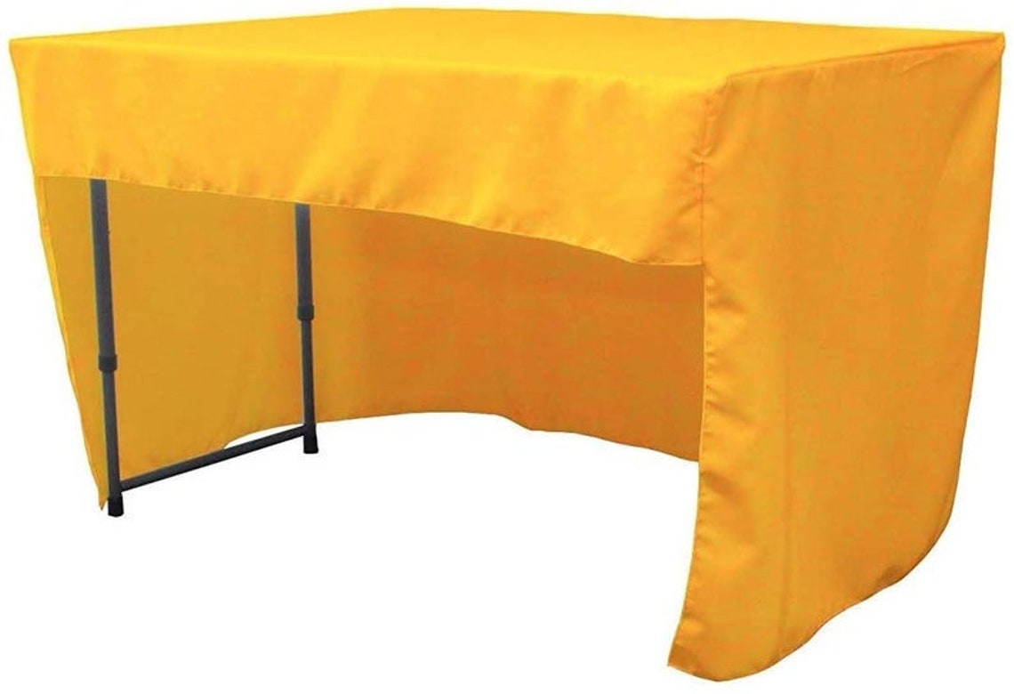 Fitted Tablecloth with Open Back Design- Poplin Fitted Table 72" Long x 30" Wide x 30" High Stain and Wrinkle Resistant Table Cover Fabric