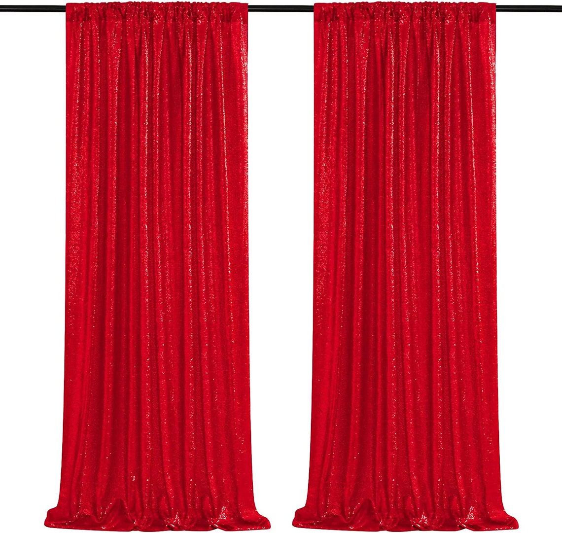 Sequin Backdrop 2 Panels 4FTx9FT Christmas Party Backdrop Curtains Glitter Photo Background for Wedding Baby Shower Stage Decorations