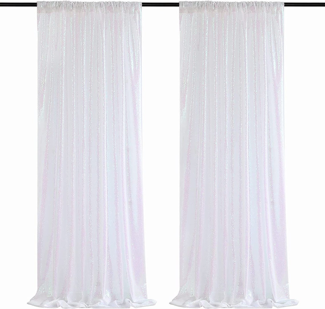 Sequin Backdrop 2 Panels 4FTx9FT Christmas Party Backdrop Curtains Glitter Photo Background for Wedding Baby Shower Stage Decorations