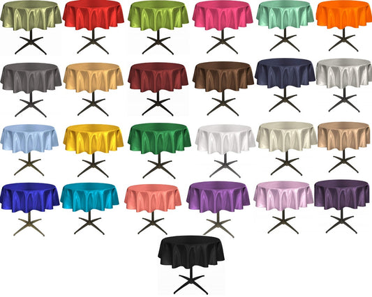 48" - Round Bridal Satin Table Overlay, for Small Coffee Table Stain and Wrinkle Resistant Table Cover,Fabric Table Cloth for Dinning, Party