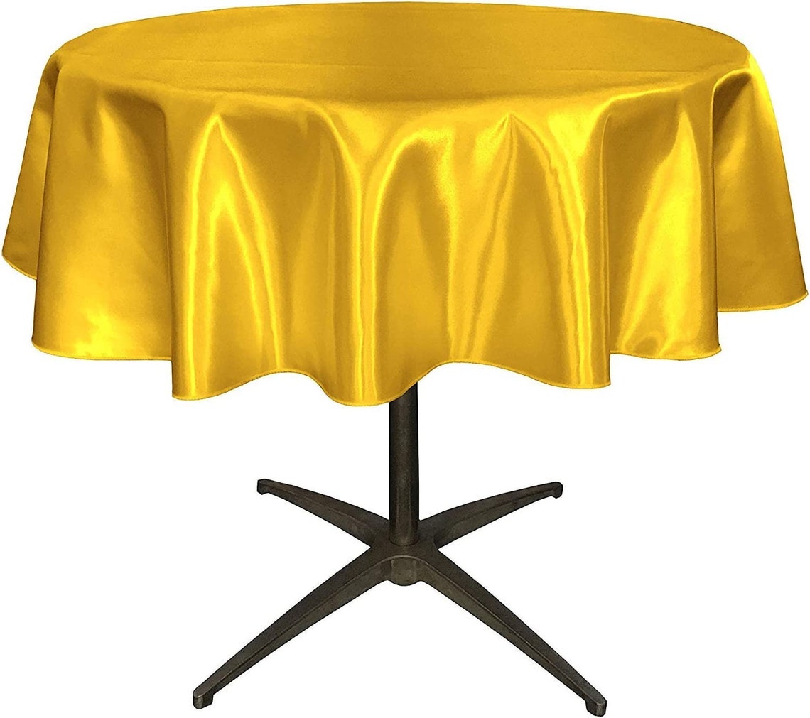 58" - Round Bridal Satin Table Overlay, for Small Coffee Table Stain and Wrinkle Resistant Table Cover,Fabric Table Cloth for Dinning, Party