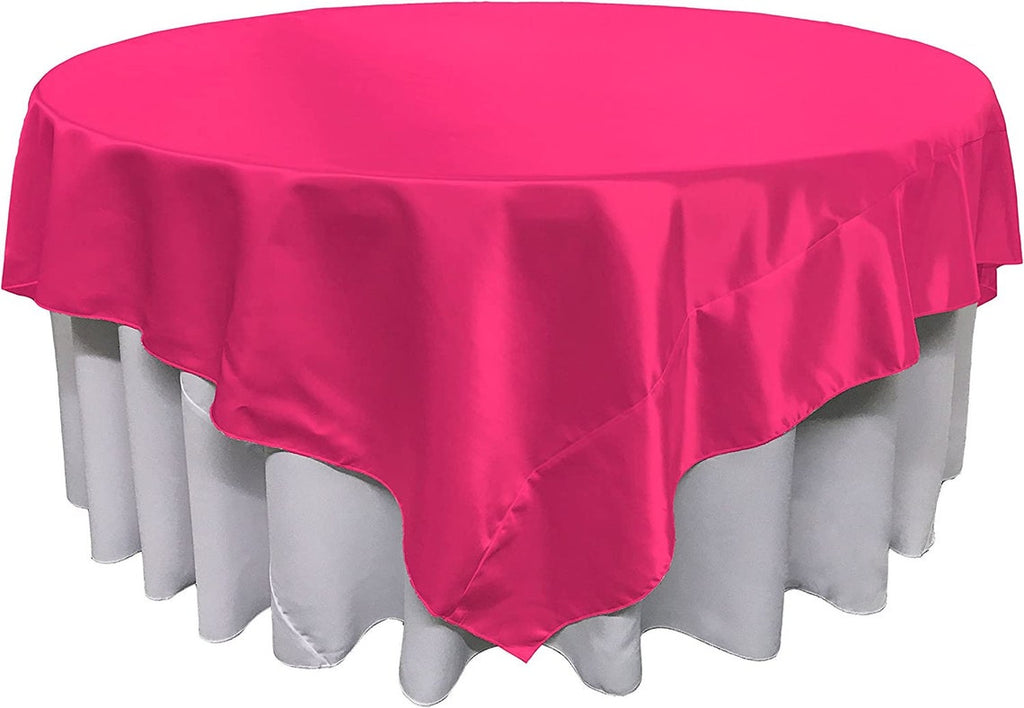 60" X 60" -Overlay Bridal Satin Fabric Washable Square Tablecloth, Stain and Wrinkle Resistant Table Cover Dinning, Kitchen, Party, Holiday
