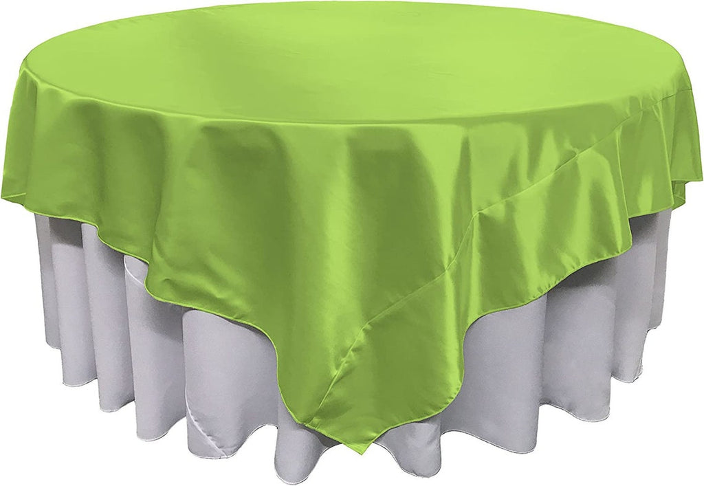90" X 90" -Overlay Bridal Satin Fabric Washable Square Tablecloth, Stain and Wrinkle Resistant Table Cover Dinning, Kitchen, Party, Holiday