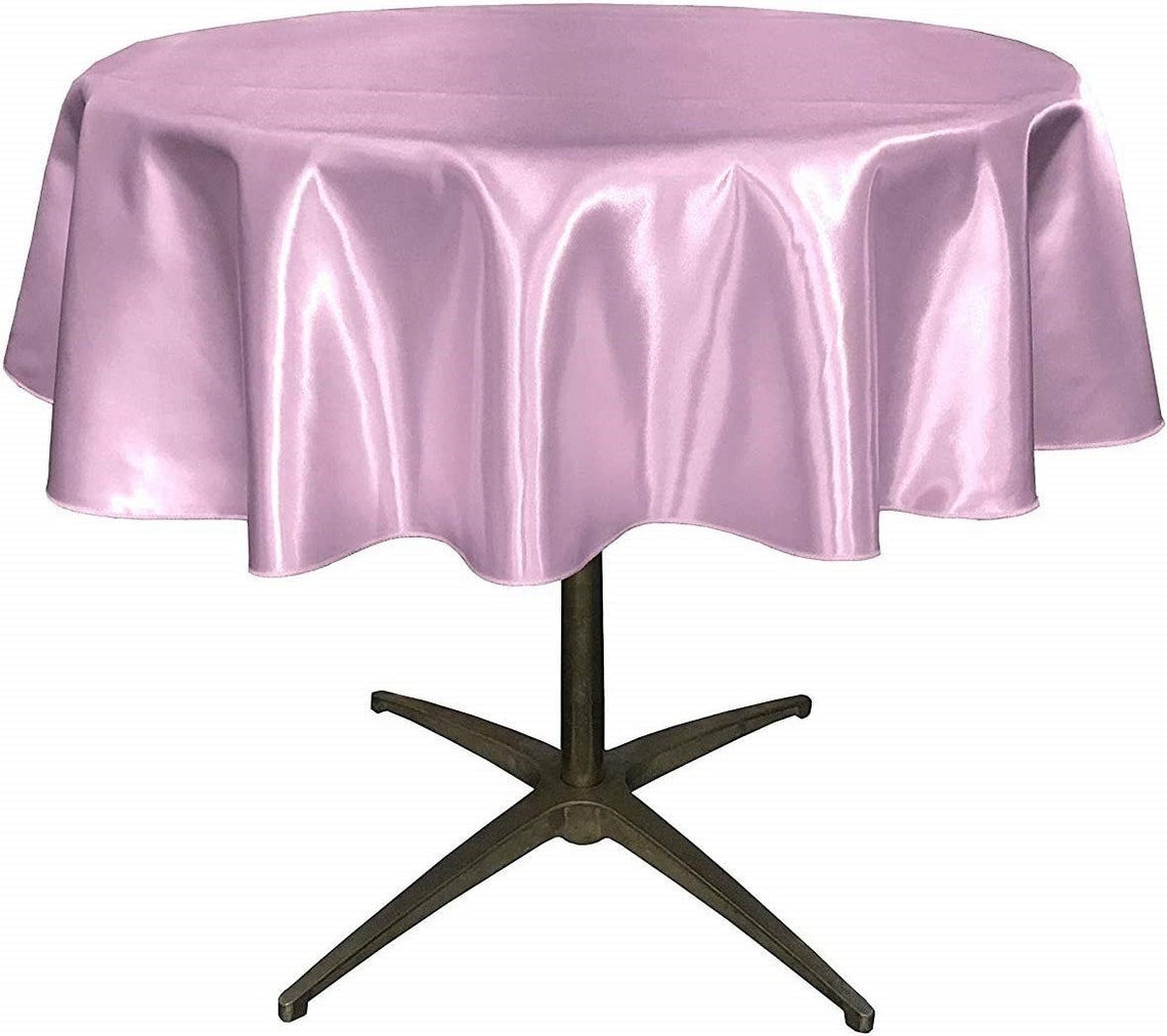 48" - Round Bridal Satin Table Overlay, for Small Coffee Table Stain and Wrinkle Resistant Table Cover,Fabric Table Cloth for Dinning, Party