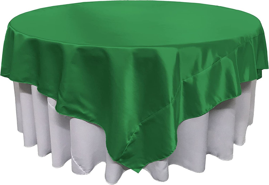 90" X 90" -Overlay Bridal Satin Fabric Washable Square Tablecloth, Stain and Wrinkle Resistant Table Cover Dinning, Kitchen, Party, Holiday