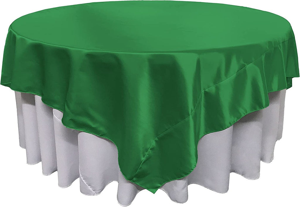 60" X 60" -Overlay Bridal Satin Fabric Washable Square Tablecloth, Stain and Wrinkle Resistant Table Cover Dinning, Kitchen, Party, Holiday