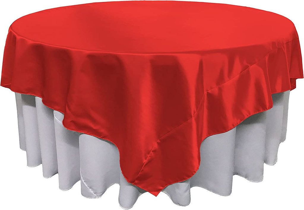 72" X 72" -Overlay Bridal Satin Fabric Washable Square Tablecloth, Stain and Wrinkle Resistant Table Cover Dinning, Kitchen, Party, Holiday