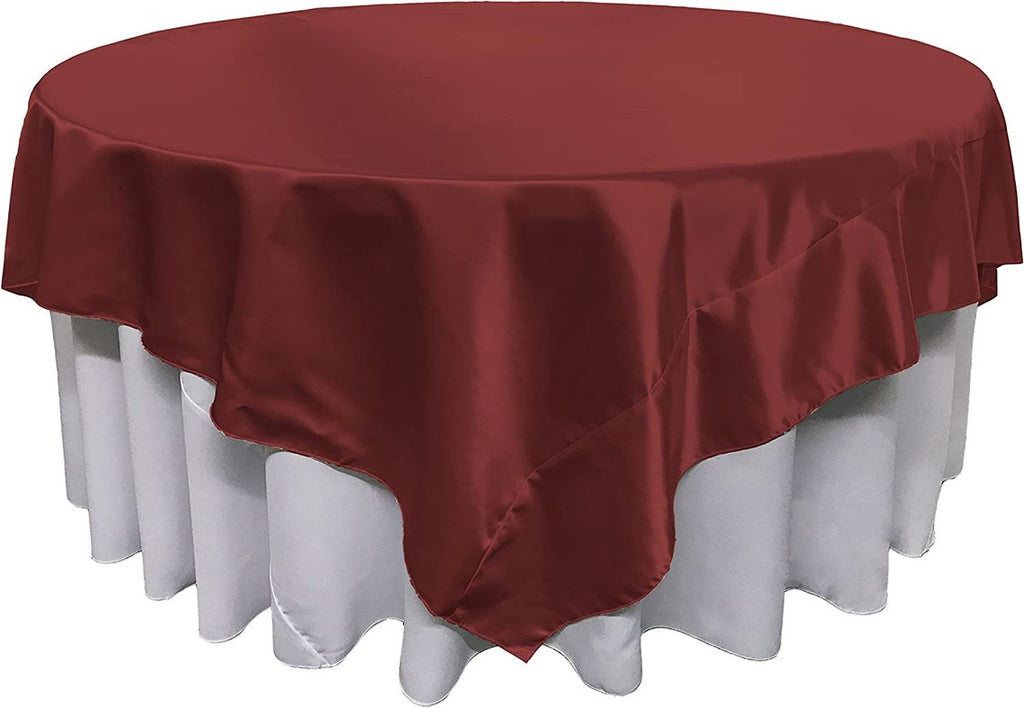 60" X 60" -Overlay Bridal Satin Fabric Washable Square Tablecloth, Stain and Wrinkle Resistant Table Cover Dinning, Kitchen, Party, Holiday