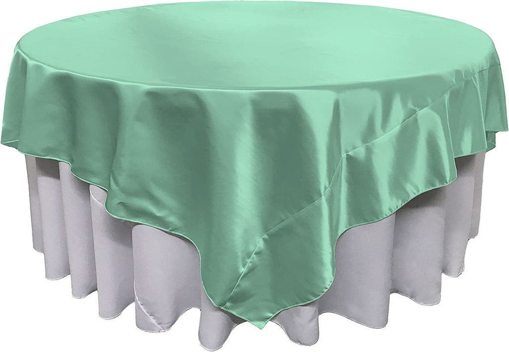 72" X 72" -Overlay Bridal Satin Fabric Washable Square Tablecloth, Stain and Wrinkle Resistant Table Cover Dinning, Kitchen, Party, Holiday