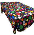 Your Happy Birthday Tablecloth Multi Color Polka Dot Satin Tablecloth Rectangular, Multi Color Dot on Black ) Choose Size Below
