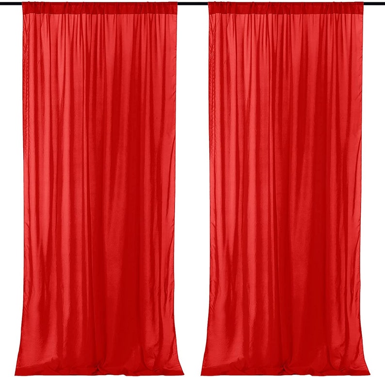 2 Panels - Chiffon Backdrop Curtains, Wrinkle-Free Sheer Chiffon Fabric Curtain Drapes for Wedding Ceremony Arch Party Stage 5 Ft by 9 Ft
