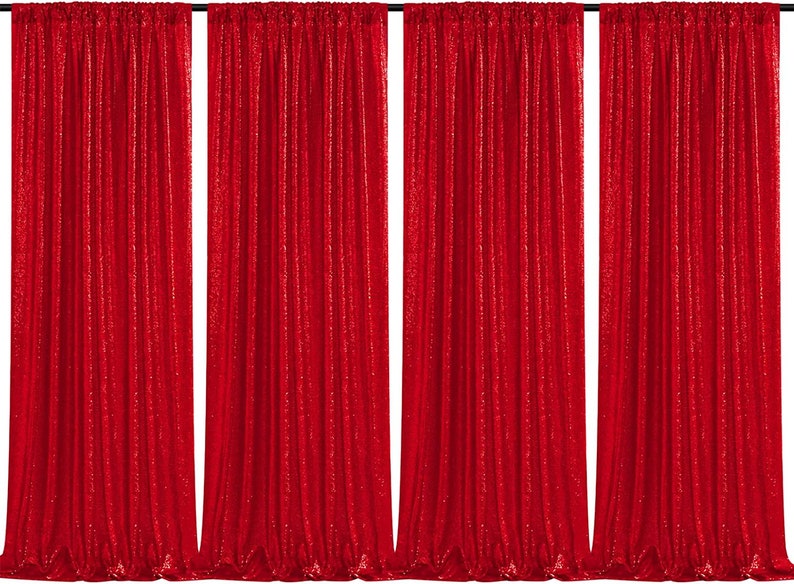 Sequin Backdrop 4 Panels 4FTx9FT Christmas Party Backdrop Curtains Glitter Photo Background for Wedding Baby Shower Stage Decorations