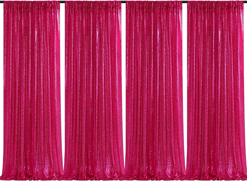 Sequin Backdrop 4 Panels 4FTx9FT Christmas Party Backdrop Curtains Glitter Photo Background for Wedding Baby Shower Stage Decorations