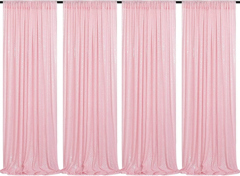 Sequin Backdrop 4 Panels 4FTx9FT Christmas Party Backdrop Curtains Glitter Photo Background for Wedding Baby Shower Stage Decorations