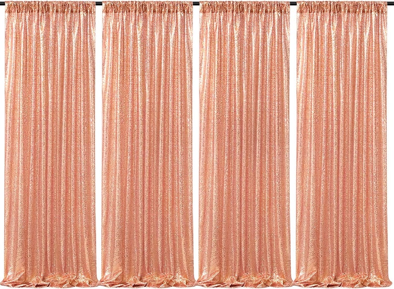 Sequin Backdrop 4 Panels 4FTx9FT Christmas Party Backdrop Curtains Glitter Photo Background for Wedding Baby Shower Stage Decorations