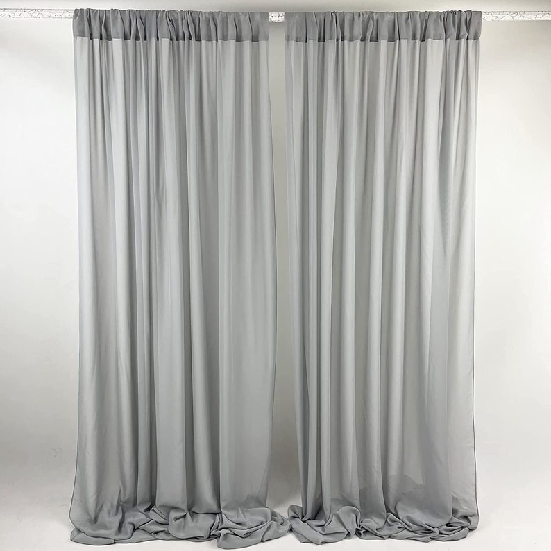 2 Panels - Chiffon Backdrop Curtains, Wrinkle-Free Sheer Chiffon Fabric Curtain Drapes for Wedding Ceremony Arch Party Stage 5 Ft by 9 Ft