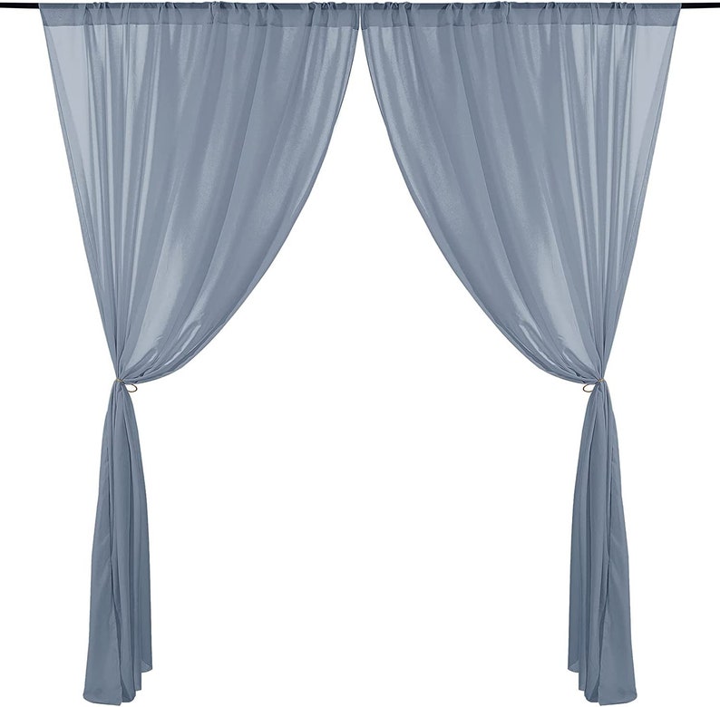 2 Panels - Chiffon Backdrop Curtains, Wrinkle-Free Sheer Chiffon Fabric Curtain Drapes for Wedding Ceremony Arch Party Stage 5 Ft by 9 Ft