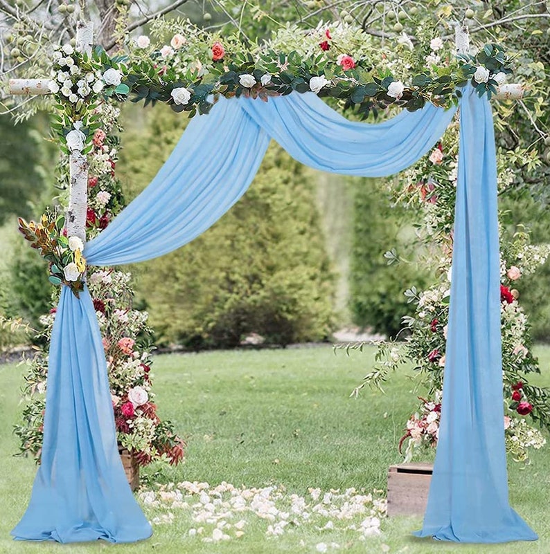 Chiffon Wedding Arch Draping Fabric 2 Panels 6 Yards Wedding Arches for Ceremony Outdoor 29''x18ft Long Chiffon Drapery Tulle for Wed