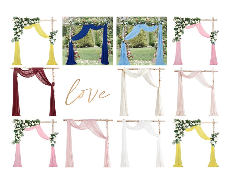 Chiffon Wedding Arch Draping Fabric 2 Panels 6 Yards Wedding Arches for Ceremony Outdoor 58''x18ft Long Chiffon Drapery Tulle for Wed