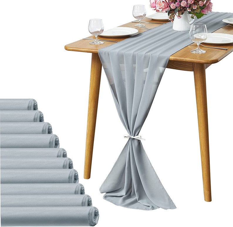 Chiffon Table Runner 2 Pack Elegant Sheer Table Runner 29"X10ft Long Rustic Table Runners for Wedding Bridal Shower Table