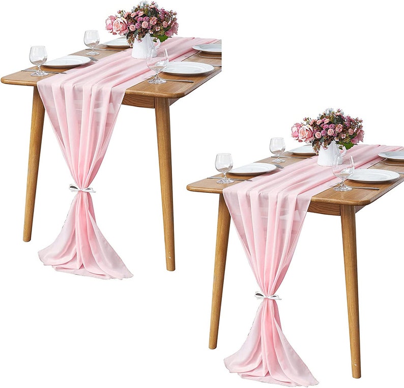 Chiffon Table Runner 2 Pack Elegant Sheer Table Runner 29"X10ft Long Rustic Table Runners for Wedding Bridal Shower Table