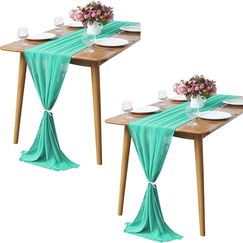 Chiffon Table Runner 2 Pack Elegant Sheer Table Runner 58"X10ft Long Rustic Table Runners for Wedding Bridal Shower Table