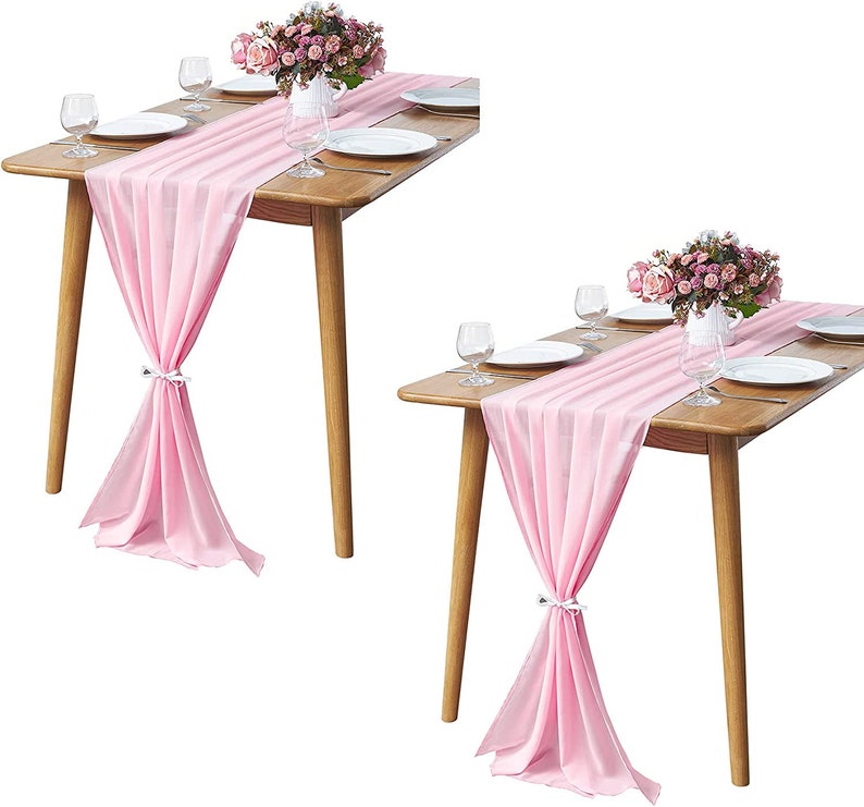 Chiffon Table Runner 2 Pack Elegant Sheer Table Runner 58"X10ft Long Rustic Table Runners for Wedding Bridal Shower Table