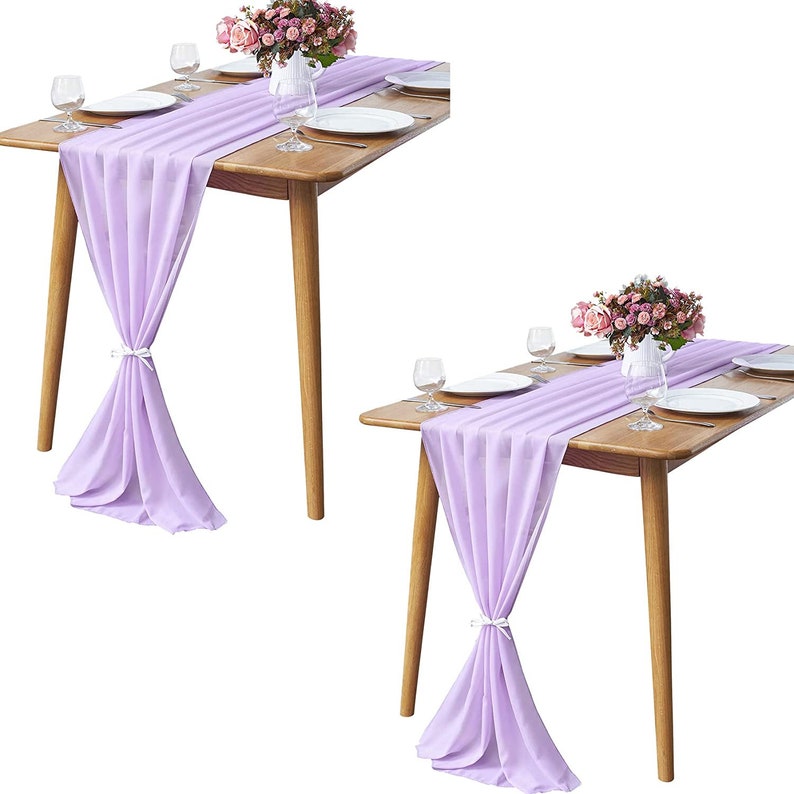 Chiffon Table Runner 2 Pack Elegant Sheer Table Runner 29"X10ft Long Rustic Table Runners for Wedding Bridal Shower Table