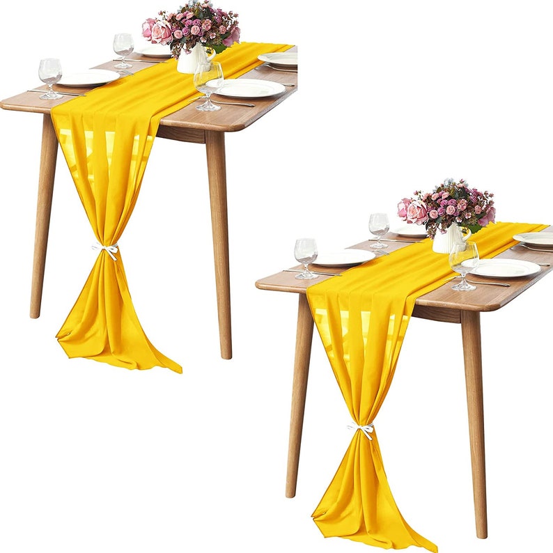 Chiffon Table Runner 2 Pack Elegant Sheer Table Runner 58"X10ft Long Rustic Table Runners for Wedding Bridal Shower Table