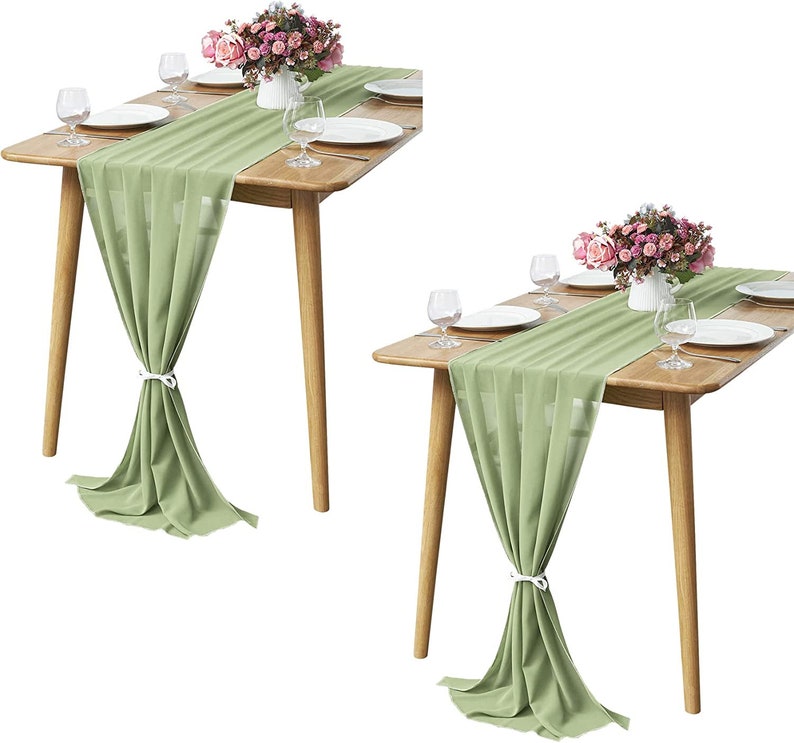 Chiffon Table Runner 2 Pack Elegant Sheer Table Runner 29"X10ft Long Rustic Table Runners for Wedding Bridal Shower Table