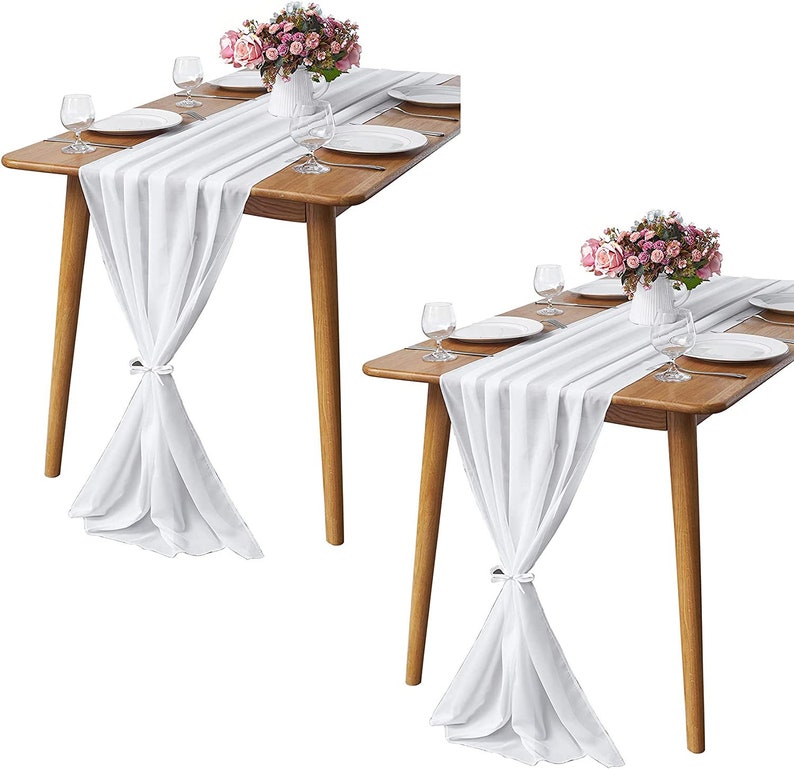 Chiffon Table Runner 2 Pack Elegant Sheer Table Runner 58"X10ft Long Rustic Table Runners for Wedding Bridal Shower Table