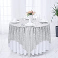 Square Sequin Tablecloth - SILVER - Glitter Tablecloth for Bridal Shower Decorations, Birthday, Wedding, Dessert, Banquet