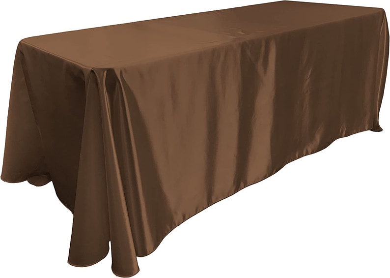 90" Brown Satin Tablecloth for Wedding Dinning Event Parties Banquet Holiday Decoration Square Rectangle Table Cover