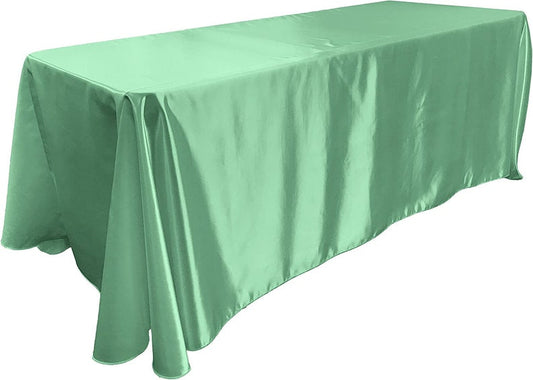 90" Mint Satin Tablecloth for Wedding Dinning Event Parties Banquet Holiday Decoration Square Rectangle Table Cover