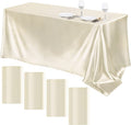 90" Ivory Satin Tablecloth for Wedding Dinning Event Parties Banquet Holiday Decoration Square Rectangle Table Cover
