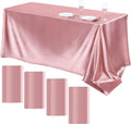 90" Rose Gold Satin Tablecloth for Wedding Dinning Event Parties Banquet Holiday Decoration Square Rectangle Table Cover