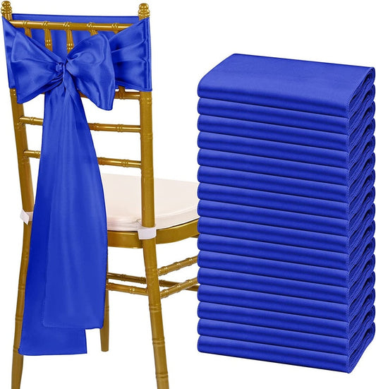 50 PCS Royal Satin Chair Sashes Bows Universal Chair Cover for Wedding Reception Restaurant Event Decoration Banquet,Party (7 x 108 inch)
