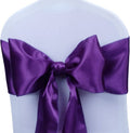 50 PCS Purple Satin Chair Sashes Bows Universal Chair Cover for Wedding Reception Restaurant Event Decoration Banquet,Party (7 x 108 inch)