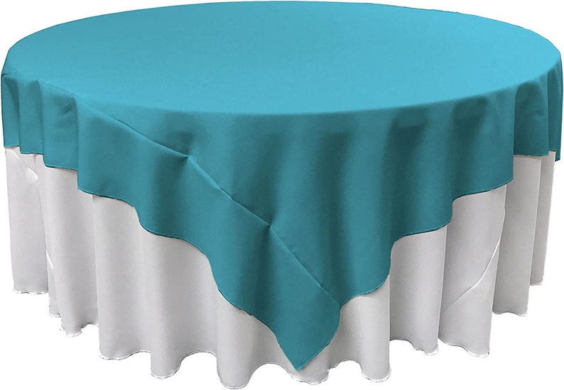 60" X 60" - Overlay Polyester Poplin Washable Square Tablecloth, Stain and Wrinkle Resistant Table Cover Dinning, Kitchen, Party, Holiday