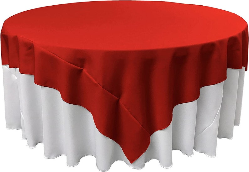 60" X 60" - Overlay Polyester Poplin Washable Square Tablecloth, Stain and Wrinkle Resistant Table Cover Dinning, Kitchen, Party, Holiday