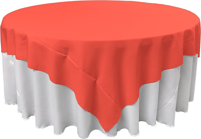 72" X 72" - Overlay Polyester Poplin Washable Square Tablecloth, Stain and Wrinkle Resistant Table Cover Dinning, Kitchen, Party, Holiday