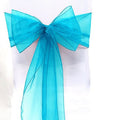 50 Pack - Sheer Organza Chair Sashes for Wedding Decorations Crystal Chairs Bows for Party Banquet Decorative Chiffon Chair Knots Turquoise