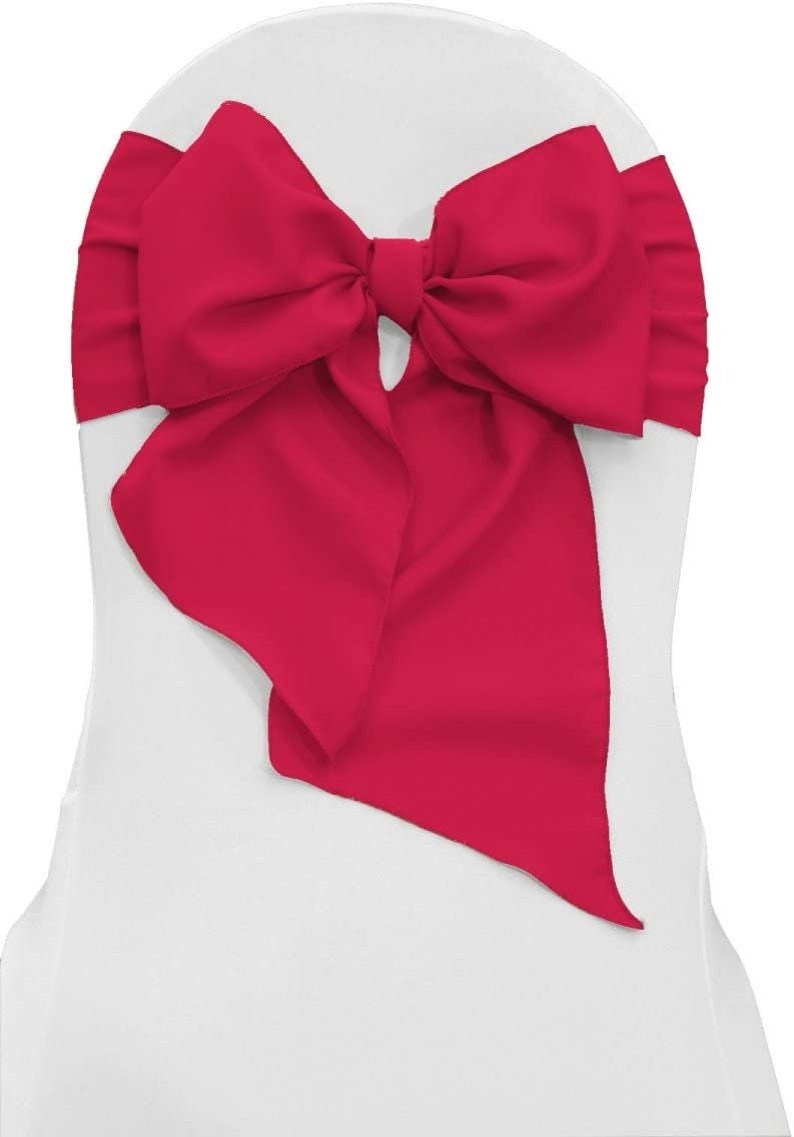 50 Pack - Polyester Poplin Chair Bow Sashes 8" by 108-Inch, Wedding Decorations Crystal Chairs Bows for Party Banquet Decorative Chair Knots