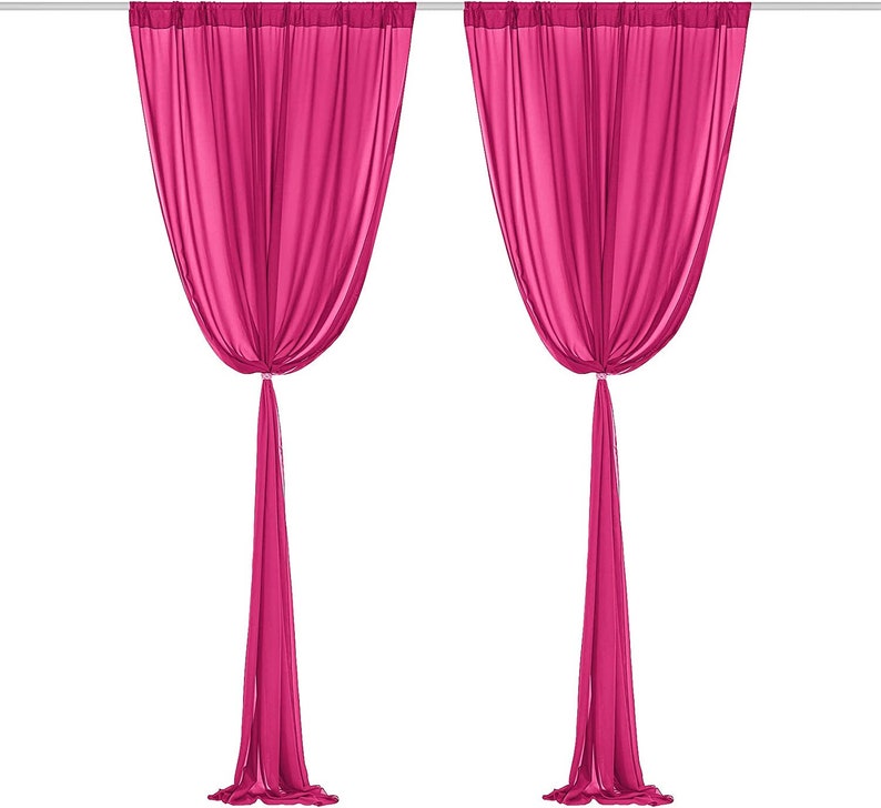 2 Panels - Chiffon Backdrop Curtains, Wrinkle-Free Sheer Chiffon Fabric Curtain Drapes for Wedding Ceremony Arch Party Stage 5 Ft by 9 Ft