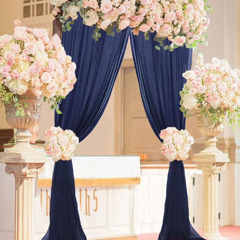 2 Panels - Chiffon Backdrop Curtains, Wrinkle-Free Sheer Chiffon Fabric Curtain Drapes for Wedding Ceremony Arch Party Stage 5 Ft by 9 Ft