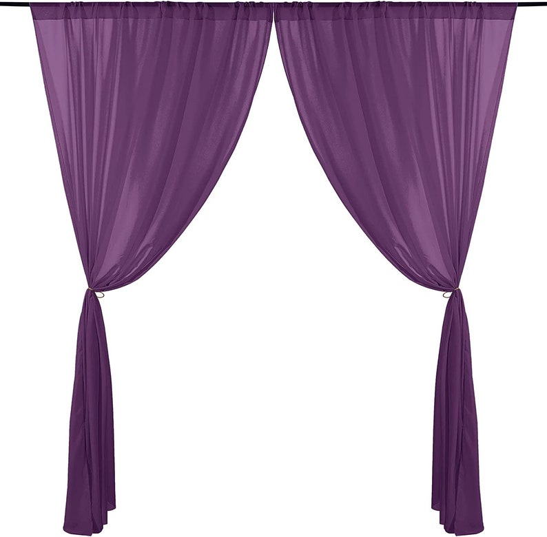 2 Panels - Chiffon Backdrop Curtains, Wrinkle-Free Sheer Chiffon Fabric Curtain Drapes for Wedding Ceremony Arch Party Stage 5 Ft by 9 Ft