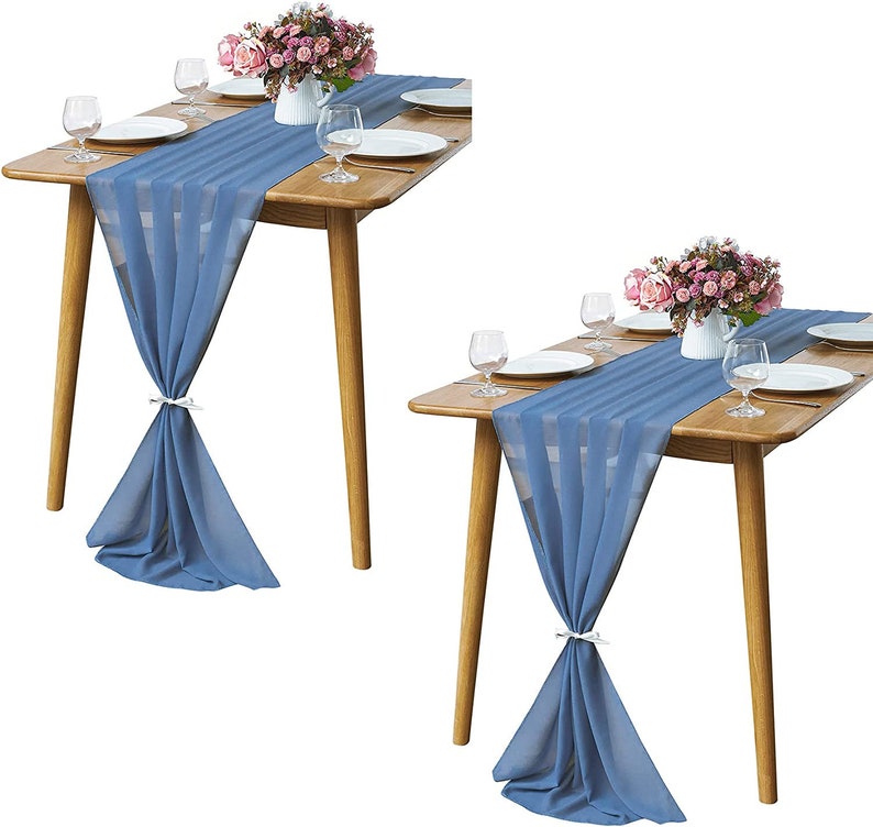 Chiffon Table Runner 2 Pack Elegant Sheer Table Runner 58"X10ft Long Rustic Table Runners for Wedding Bridal Shower Table